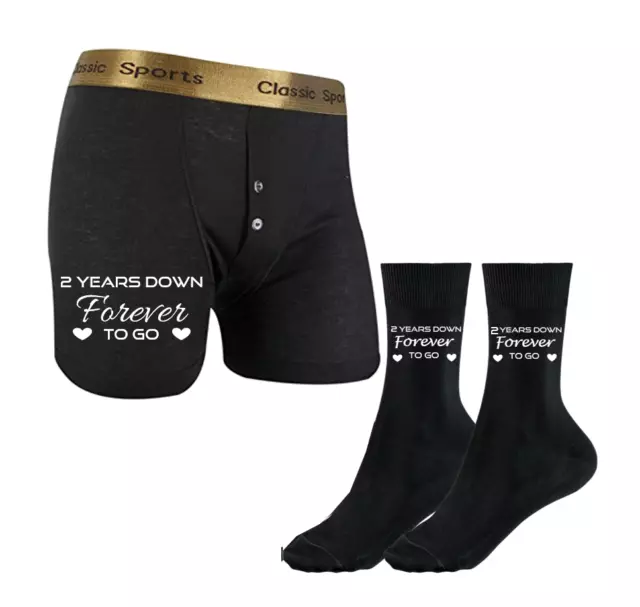 Wedding Anniversary Years Down Forever to Go Mens Socks Boxers Gift Groom