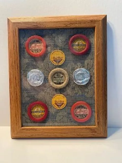 Framed Vintage Milk Bottle Cap Display Some Rare Caps Pennsylvania