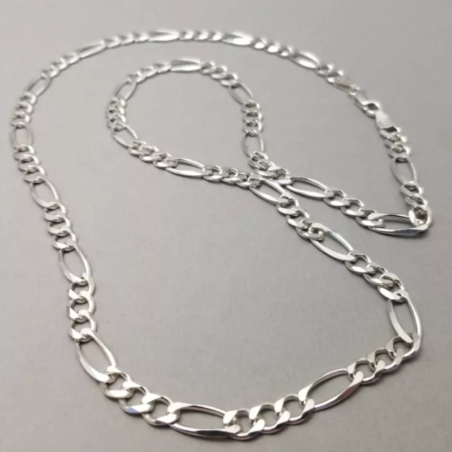 Milor Solid Sterling Silver Figaro Link Chain Necklace Hallmarked 19.9g 61cm 24"