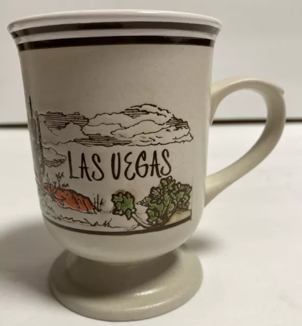 Las Vegas Nevada Desert Cactus Scene Pedestal Souvenir Gift Coffee Tea Mug Cup