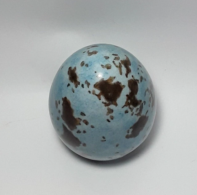 Ceramic Porcelain Speckled Egg Blue Brown Glazed Large 4.75" tall 5