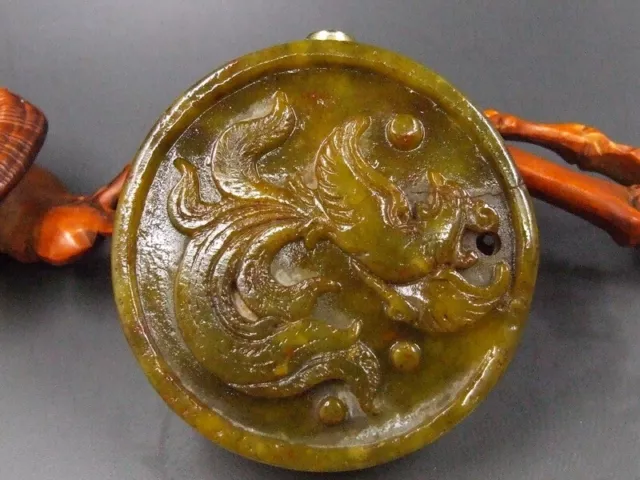 Beautiful Rare Hand Carved Chinese old Jade Snuff Bottle"phoenix"21011