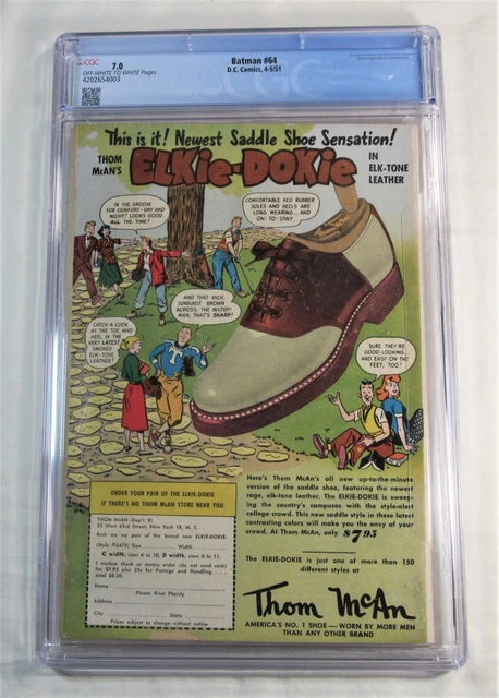 BATMAN #64 ~~ CGC 7.0 ~~ Golden Age cover by Win Mortimer!  ~~ from 1954!   😁 4