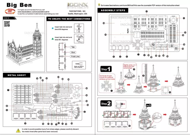 Metal Earth 3D Metal Model Kits Monument Mounting Kit ICONX BIG BEN 3