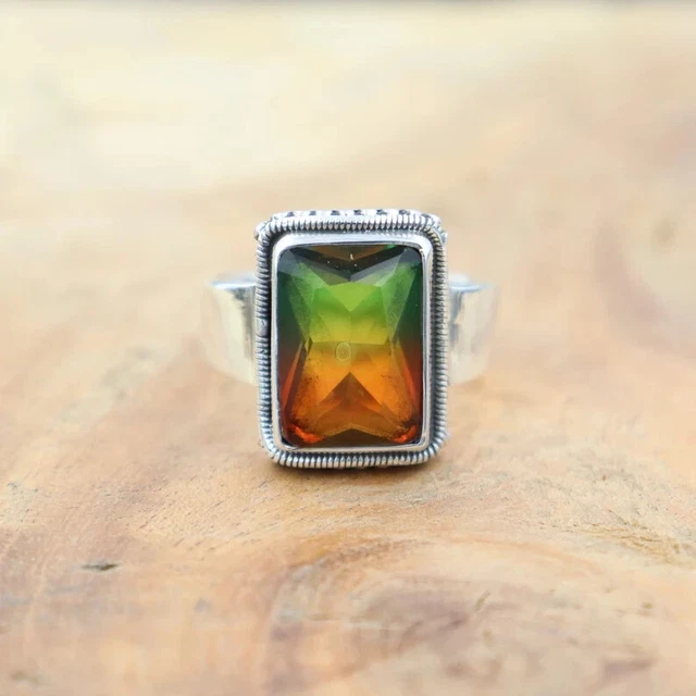 Morning star Watermelon Tourmaline Ring watermelon quartz Gemstone silver Ring
