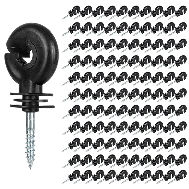 100PCS Electric Fence Insulator, Electric Fence Post Screw-In Insulator, Black R