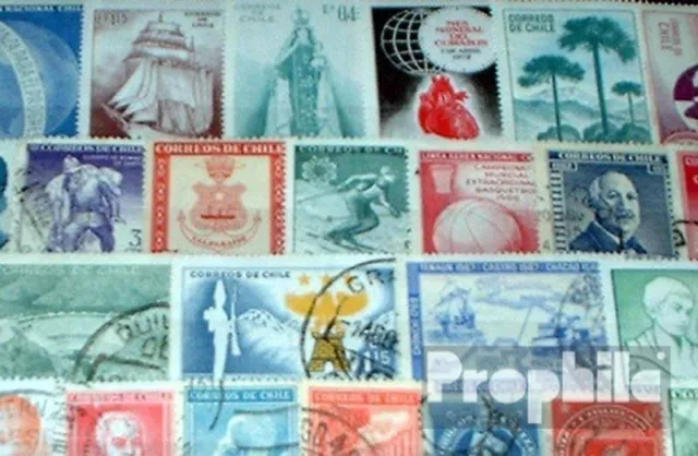 Chile 100 différents timbres