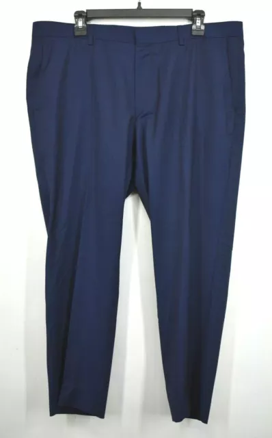 Hugo Boss Mens Genesis Slim Fit Wool Trousers Flat Front Back Button Solid 38R