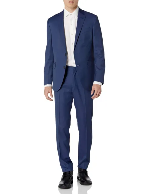 Kenneth Cole Unlisted Mens 2 Button Slim Fit Suit with Hemmed Pant, Modern Blue