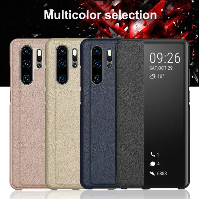 Smart View Window Flip Cover Leather Case For Huawei P40 P30 P20 Pro Lite Mate40 2