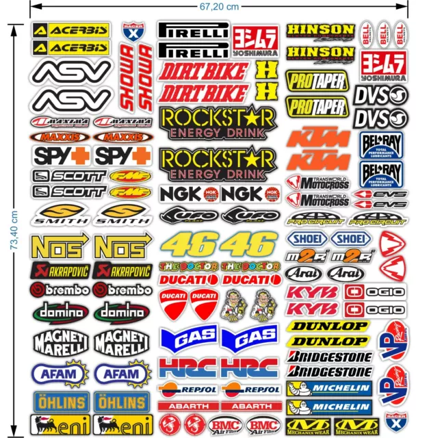 Pegatinas de patrocinador de motocicleta 113 piezas  Motocross (73x67 CM)