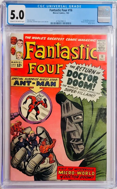 1963 Fantastic Four  16 CGC 5.0 1st Ant-Man crossover. Doctor Doom app