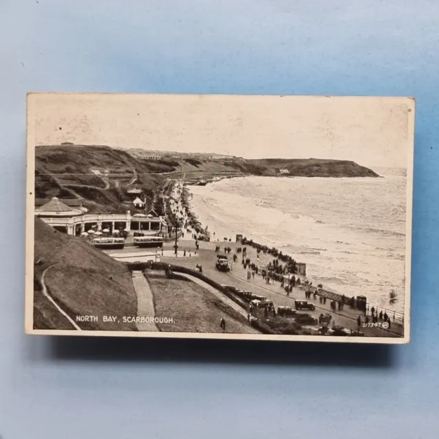 Scarborough Postcard 1934 Real Photo North Bay Bus Stop Old Cards Yorkshire