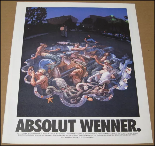 1996 Absolut Vodka Absolut Wenner Print Ad 10" x 12" Vintage Advertisement Kurt