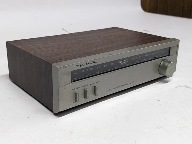 VINTAGE REALISTIC AM/FM Stereo Tuner Radio TM-150 Compact Wood Grain ...