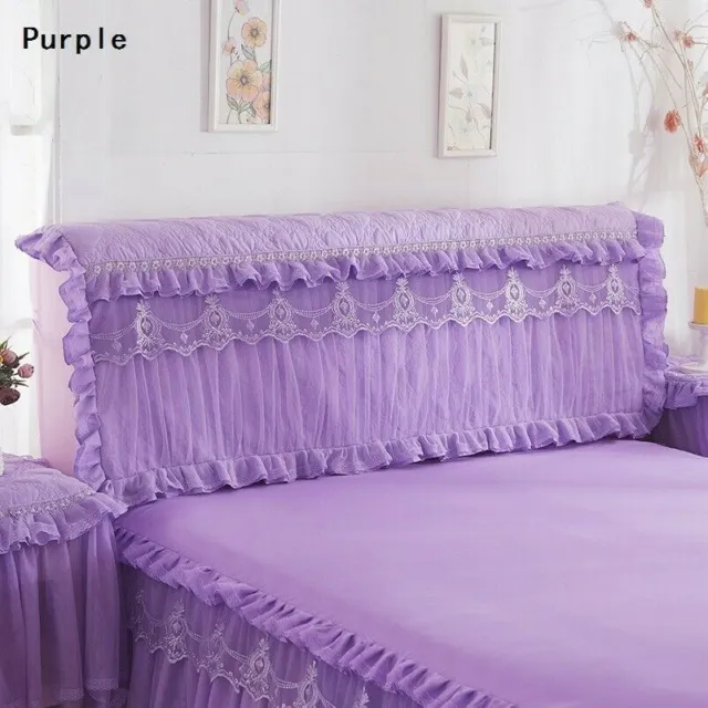 1X Cabecera de cama Encaje Flor Volantes Elastizada Cubierta a prueba de polvo Decoración del hogar