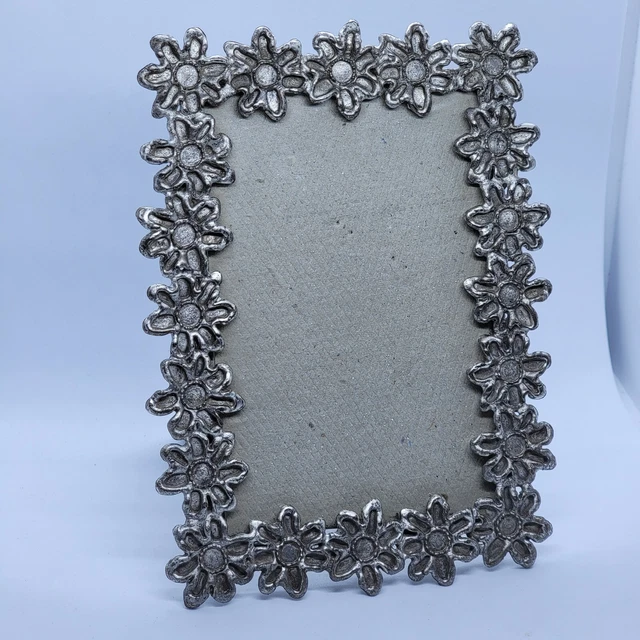 Vintage Gorgeous Metal Photo frame Beautiful Flowers Heavy 6×4 Barron