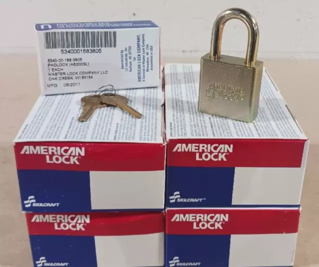 New AMERICAN Lock 5340-00-158-3805 Laminated Steel Padlock Two Keys