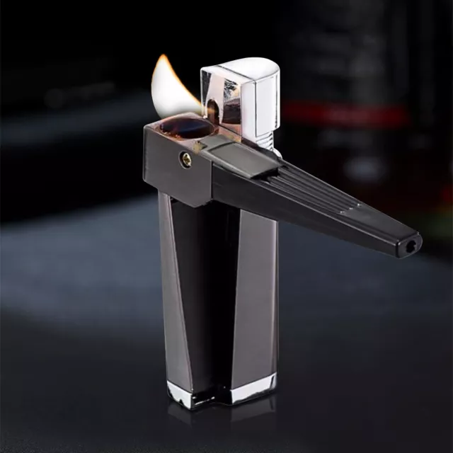 Creative Foldable Metal Lighter Pipe Combination Portable Smoking Lighter Black