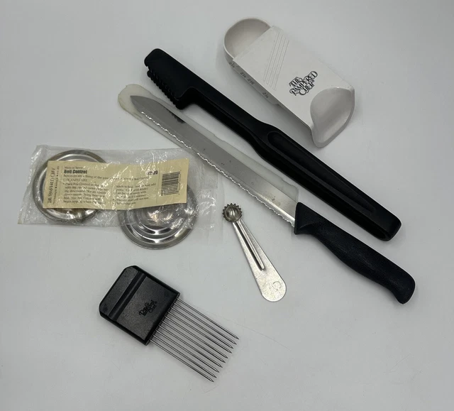 Lot Pampered Chef Adjustable Sliding Measuring Cup Bread Knife Kitchen Utensils