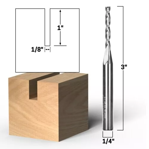 1/8" Dia. 2 Flute Upcut End Mill CNC Router Bit - 1/4" Shank - Yonico 31209-SC