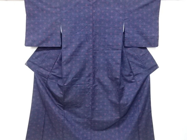 6543413: Japanese Kimono / Antique Kimono / Tsumugi / Woven Asanoha