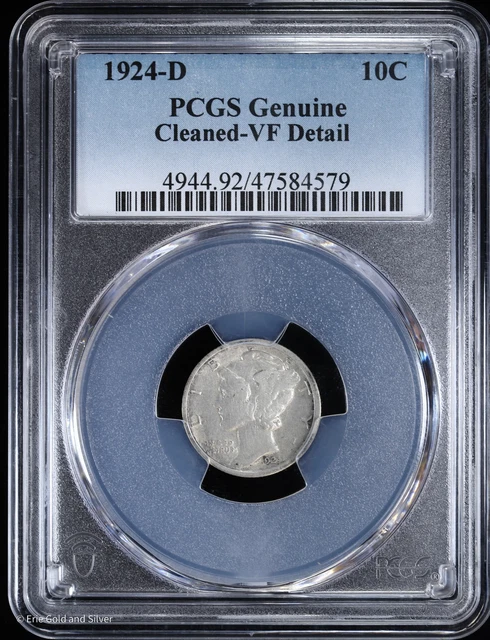 1924 D 10C Mercury Dime PCGS Genuine VF Detail