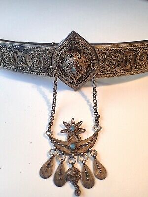 Collectible ANTIQUE Gold Plated SILVER FILIGREE CAUCASIAN / OTTOMAN BELT