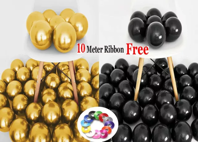 100PCS Gold HELIUM 10" Metallic / Pearl Latex Balloons Wedding Birthday Party