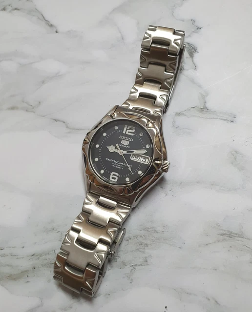 Seiko 5 SNZ453 Black Sunburst Dial Retro Vintage Sports Rare JDM 7S36 Automatic