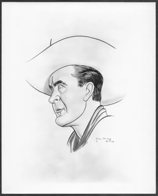 Western Star Tim McCoy 1930s Original Caricature Art Promo Portrait Photo