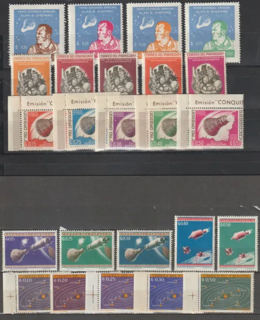 timbres Paraguay , espace , fusée , cosmos , cosmonaute , planètes de l'univers