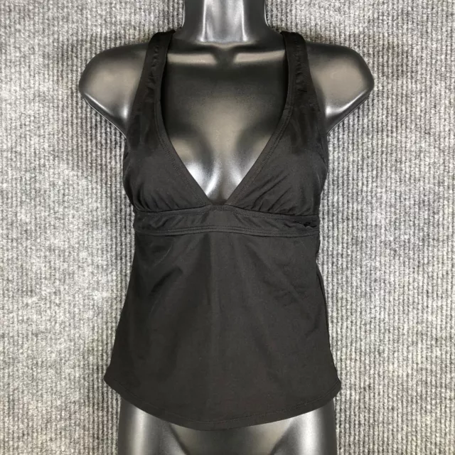 Speedo Womens Tankini Swimsuit Halter Top Size M Black Tie Back Unpadded