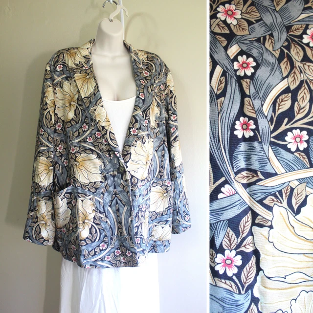 Womens 10 M H&M Morris & Co Floral Art Nouveau Jacket 1 Button Boyfriend Blazer