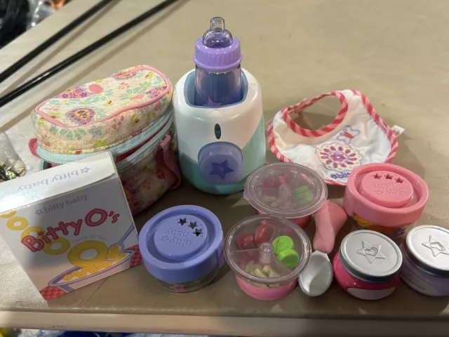 American Girl Bitty Baby Food/Feeding Sets Incl. Bottle Warmer (12 Items-3 Sets)