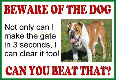 VINTAGE STYLE RETRO METAL PLAQUE ; Beware of the Dog ( British Bulldog ) Ad/Sign