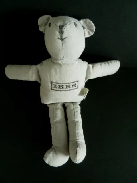 P5- DOUDOU PELUCHE PANTIN OURS  IKKS GRIS 20 cms  - ETAT NEUF *
