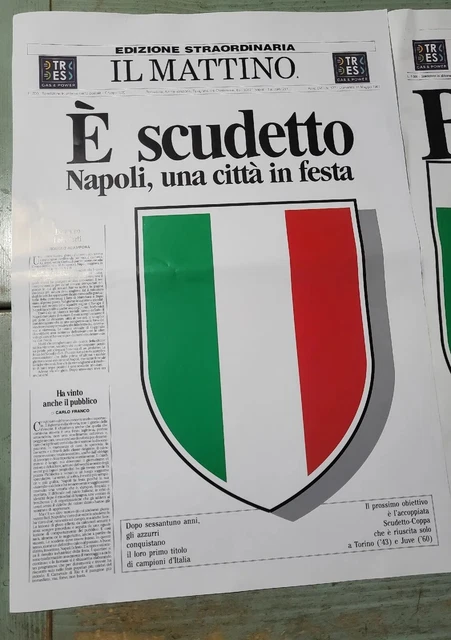 Poster IL MATTINO Edizione straordinaria 1987 Napoli Scudetto Maradona Campione