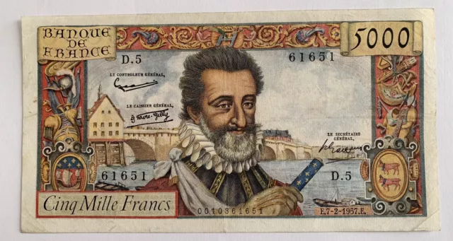 5000 F Henri IV du 7-2-1957  D.5  61651