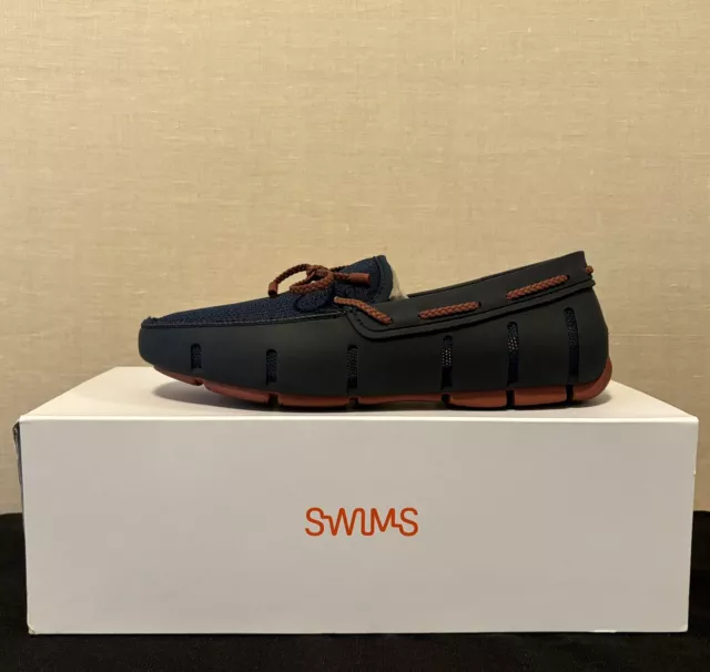 SWIMS Men's Braided Lace Loafers Navy Brown Orange Men's size US 7 New with Box