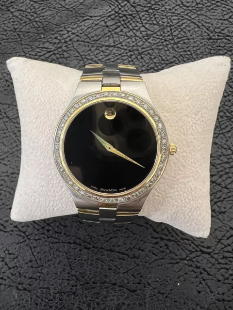 Movado Juro Two Tone Black Dial Diamond Men's Wristwatch/ W014