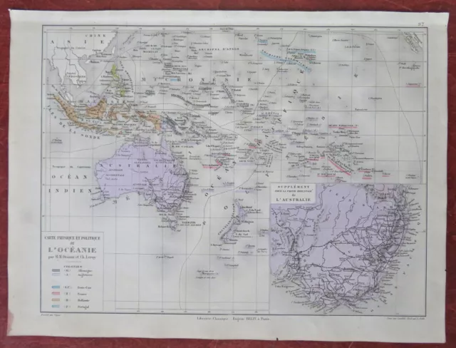 Oceania Australia New Zealand Indonesia Polynesia Hawaii 1902 Belin map