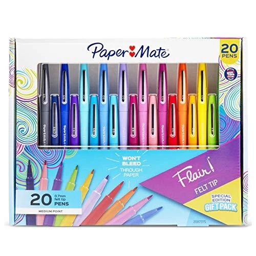 Flair Felt Tip Pen 20 Piece Set, Medium Point 0.7, Assorted Colors