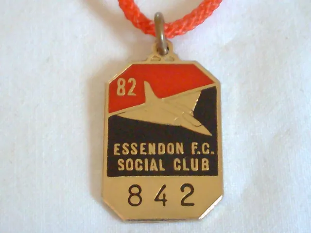 Essendon Bombers AFL Vintage 1982 Members Social Club Badge w/Cord Hard to Find.