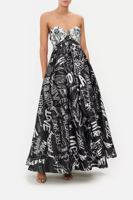 Camilla Spirit Scribble Strapless Maxi Dress - Size XS