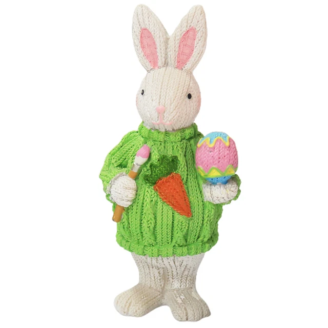 Kaninchenskulptur lebendiges Aussehen dekorativ süß Cartoon Hase Figur Schreibtisch