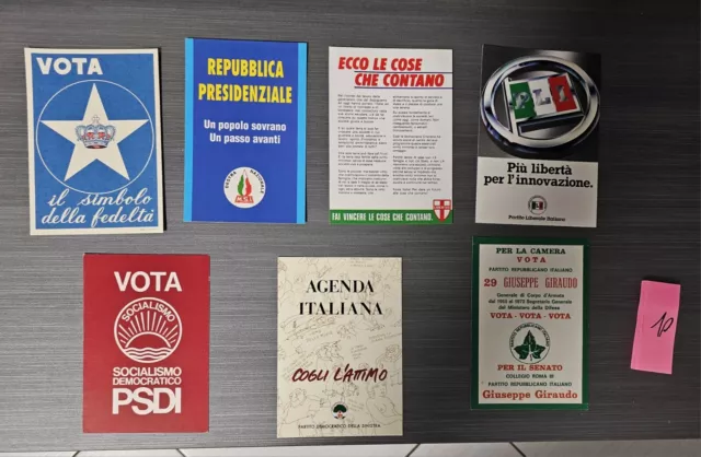 Cartoline Politiche MSI PCI Psi Pli Pri Psdi Dc Stella E Corona Monarchico 7 Pez