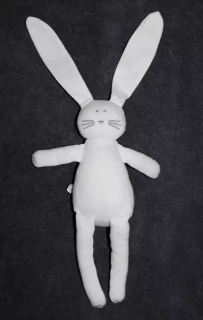 Peluche Doudou Lapin Blanc PETIT BATEAU Visage Brodé Gris 24 - 36  Cm TTBE