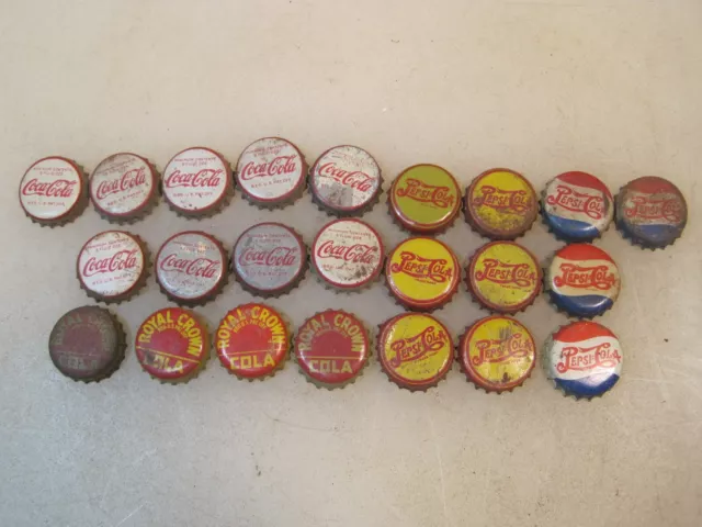 (23) Vintage Coca Cola, Pepsi, Royal Crown Cola Cork Back Bottle Caps B7366