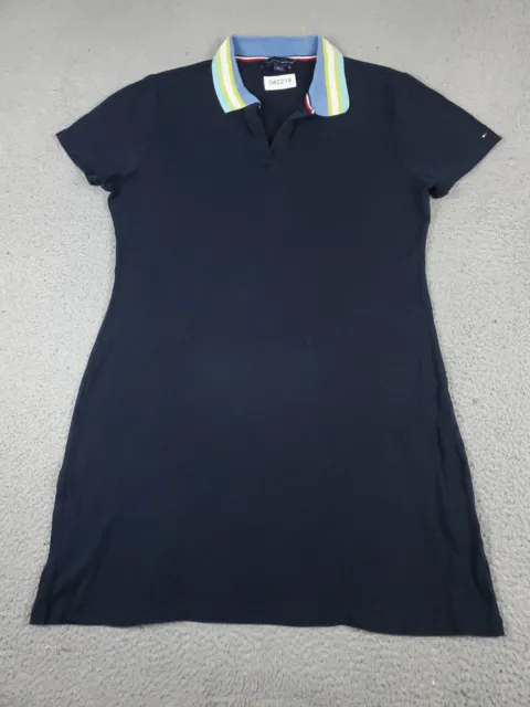 Tommy Hilfiger Polo Dress Womens Large Blue Short Sleeve Ladies *